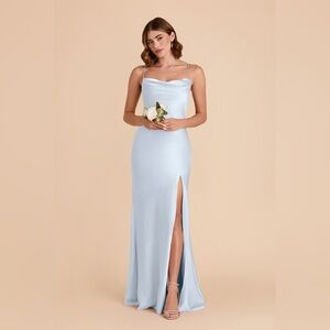Olivia Dress
Matte Satin Mist Blue